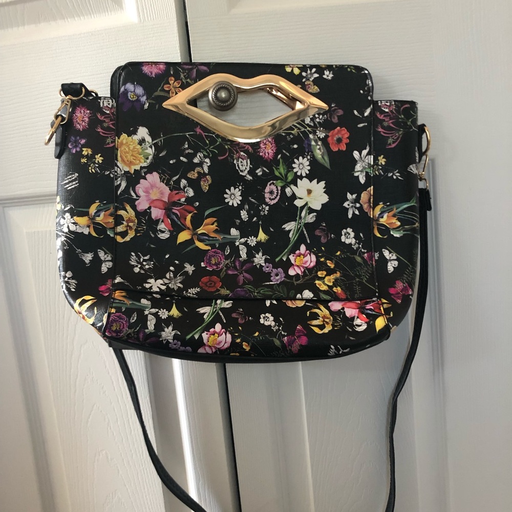 Black Floral Purse